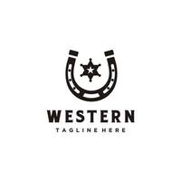 Schuh Pferd Logo Design zum Star zum Country, Western, Cowboy, Ranch einfach Vektor Inspiration