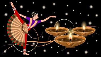 indisk kvinna i dansdräkter och leradialampor vektor