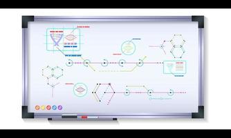 vetenskaplig infografik på magnetkort med metallram vektor