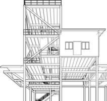 3d illustration av industriell byggnad vektor