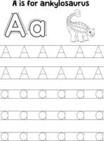 ankylosaurus dino spårande brev ABC färg vektor