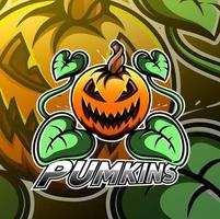 Halloween Kürbis Esport Maskottchen Logo vektor