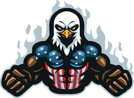 tecknad serie amerikan Örn maskot design vektor