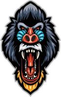 tecknad serie arg mandrill huvud maskot vektor