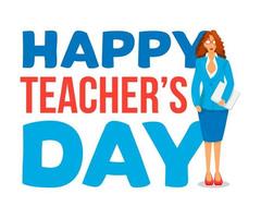 glada lärare dag firande banner vektor