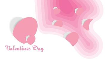 papper hjärta på rosa vågig bakgrund. pappersskuren stilvektordesign för alla hjärtans dag vektor