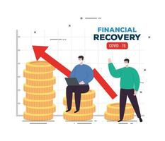 Männer mit Infografik der finanziellen Erholung vektor