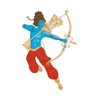 blauer Gott Rama und Bogenschießen, hinduistische Religionsikone vektor