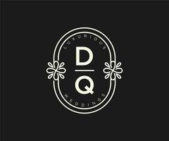 dq initialen brief hochzeit monogramm logos vorlage, handgezeichnete moderne minimalistische und florale vorlagen für einladungskarten, datum speichern, elegante identität. vektor