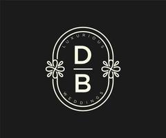 db initialer brev bröllop monogram logotyper mall, hand dragen modern minimalistisk och blommig mallar för inbjudan kort, spara de datum, elegant identitet. vektor