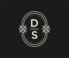 ds initialer brev bröllop monogram logotyper mall, hand dragen modern minimalistisk och blommig mallar för inbjudan kort, spara de datum, elegant identitet. vektor