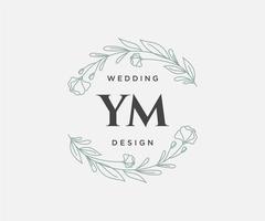 ym initialen brief hochzeitsmonogramm logos sammlung, handgezeichnete moderne minimalistische und florale vorlagen für einladungskarten, save the date, elegante identität für restaurant, boutique, café im vektor