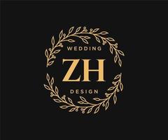 zh initials brief hochzeitsmonogramm logos sammlung, handgezeichnete moderne minimalistische und florale vorlagen für einladungskarten, save the date, elegante identität für restaurant, boutique, café im vektor