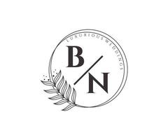 bn initialer brev bröllop monogram logotyper mall, hand dragen modern minimalistisk och blommig mallar för inbjudan kort, spara de datum, elegant identitet. vektor