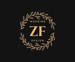 zf initialen brief hochzeitsmonogramm logos sammlung, handgezeichnete moderne minimalistische und florale vorlagen für einladungskarten, save the date, elegante identität für restaurant, boutique, café im vektor