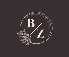 bz Initialen Brief Hochzeit Monogramm Logos Vorlage, handgezeichnete moderne minimalistische und florale Vorlagen für Einladungskarten, Datum speichern, elegante Identität. vektor