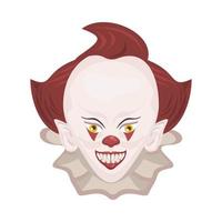 mörk ondska clown huvud halloween karaktär vektor