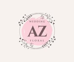 az Initialen Brief Hochzeit Monogramm Logos Vorlage, handgezeichnete moderne minimalistische und florale Vorlagen für Einladungskarten, Datum speichern, elegante Identität. vektor