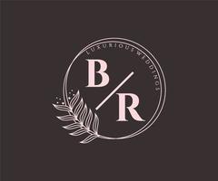 br initialer brev bröllop monogram logotyper mall, hand dragen modern minimalistisk och blommig mallar för inbjudan kort, spara de datum, elegant identitet. vektor