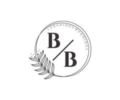 bb Initialen Brief Hochzeit Monogramm Logos Vorlage, handgezeichnete moderne minimalistische und florale Vorlagen für Einladungskarten, Datum speichern, elegante Identität. vektor