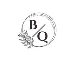 bq initialer brev bröllop monogram logotyper mall, hand dragen modern minimalistisk och blommig mallar för inbjudan kort, spara de datum, elegant identitet. vektor