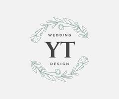 yt initials brief hochzeitsmonogramm logos sammlung, handgezeichnete moderne minimalistische und florale vorlagen für einladungskarten, save the date, elegante identität für restaurant, boutique, café im vektor