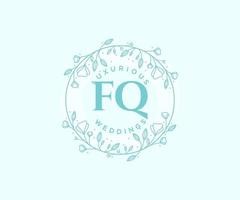 fq initialer brev bröllop monogram logotyper mall, hand dragen modern minimalistisk och blommig mallar för inbjudan kort, spara de datum, elegant identitet. vektor