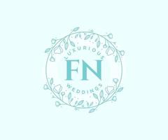 fn initialer brev bröllop monogram logotyper mall, hand dragen modern minimalistisk och blommig mallar för inbjudan kort, spara de datum, elegant identitet. vektor