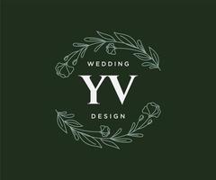 yv initialen brief hochzeitsmonogramm logos sammlung, handgezeichnete moderne minimalistische und florale vorlagen für einladungskarten, save the date, elegante identität für restaurant, boutique, café im vektor