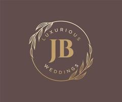 jb Initialen Brief Hochzeit Monogramm Logos Vorlage, handgezeichnete moderne minimalistische und florale Vorlagen für Einladungskarten, Datum speichern, elegante Identität. vektor