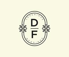 df Initialen Brief Hochzeit Monogramm Logos Vorlage, handgezeichnete moderne minimalistische und florale Vorlagen für Einladungskarten, Datum speichern, elegante Identität. vektor