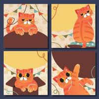 orange tabby katt social media posta mall vektor