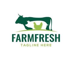 Vektor Gruppe von Tier Bauernhof Logo. Bauernhof Tiere Kuh, Schwein, und Hähnchen