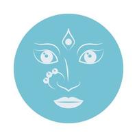 hinduistische Göttingesicht navratri im blauen Emblem vektor