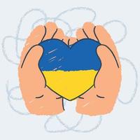 Paar von Hände halten ein Herz gestalten Hilfe Ukraine Vektor