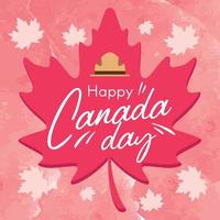 isoliert rot Mapple mit Text und ein Bewahrer Hut glücklich Kanada Tag Vektor