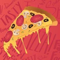 isoliert Scheibe von Peperoni Pizza schnell Essen farbig skizzieren Vektor