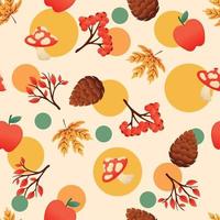 Herbst nahtlos Muster Hintergrund mit Pilze und Nüsse Symbol Vektor