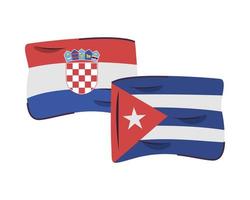 Kroatien och Kuba flaggor länder isolerade ikon vektor
