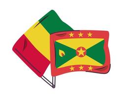 Grenada och Guinea flaggor isolerade ikon vektor
