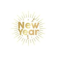 Frohes neues Jahr goldener Schriftzug im Sunburst-Rahmen vektor