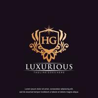 hg Initiale Brief Luxus Ornament Gold Monogramm Logo Vorlage Vektor Kunst.