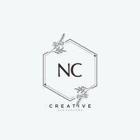 nc skönhet vektor första logotyp konst, handstil logotyp av första signatur, bröllop, mode, smycken, boutique, blommig och botanisk med kreativ mall för några företag eller företag.