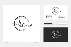 första hc feminin logotyp samlingar och företag kort templat premie vektor
