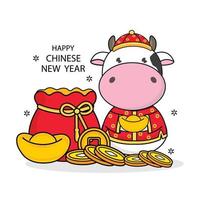 Frohes chinesisches Neujahr 2021 Jahr des Ochsen. vektor