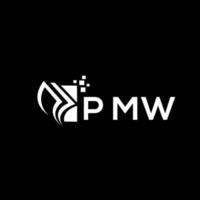 pmw Anerkennung Reparatur Buchhaltung Logo Design auf schwarz Hintergrund. pmw kreativ Initialen Wachstum Graph Brief Logo Konzept. pmw Geschäft Finanzen Logo Design. vektor