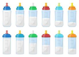 Baby Milchflasche Vektor Design Illustration Set isoliert auf weißem Hintergrund