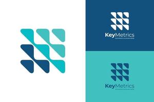 nyckel metrisk analytiker logotyp ikon blå vektor mall
