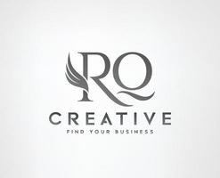 Brief r q Logo mit Flügel Brief Kennzeichen Monogramm Art Vektor