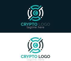 kryptovaluta eller crypto mynt logotyp design vektor mall